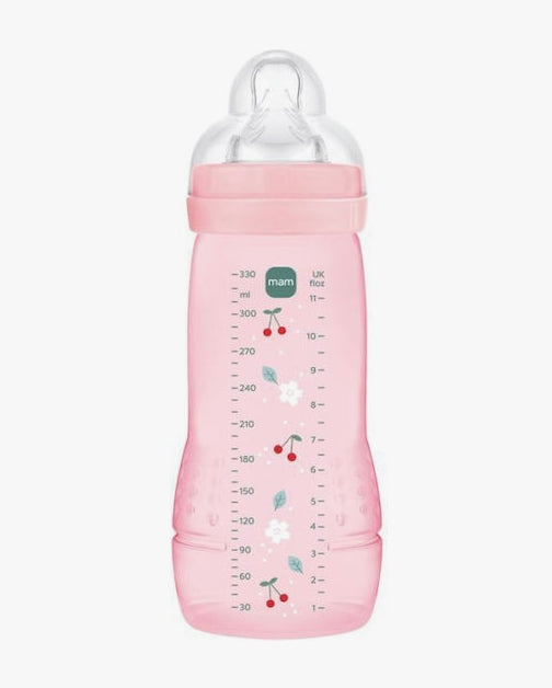 Mam Πλαστικό Μπιμπερό Easy Active με Θηλή Σιλικόνης για 4+ μηνών Ροζ/Διάστημα 330ml