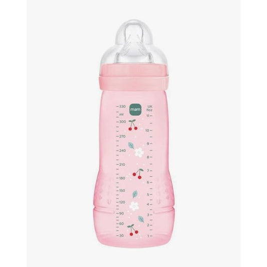 Mam Πλαστικό Μπιμπερό Easy Active με Θηλή Σιλικόνης για 4+ μηνών Ροζ/Διάστημα 330ml