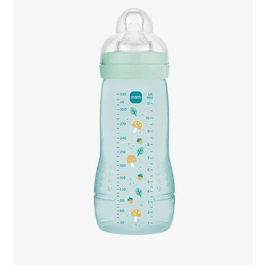 Mam Πλαστικό Μπιμπερό Easy Active Κατά των Κολικών με Θηλή Σιλικόνης για 4+ μηνών Μπλε Σιέλ 330ml