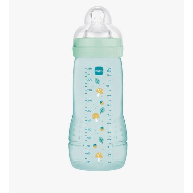 Mam Πλαστικό Μπιμπερό Easy Active Κατά των Κολικών με Θηλή Σιλικόνης για 4+ μηνών Μπλε Σιέλ 330ml