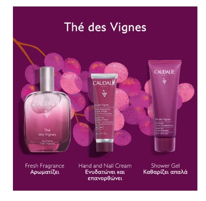 Caudalie Xmas PROMO The des Vignes Fresh Fragrance Γυναικείο Άρωμα 50ml & Hand & Nail Repairing Cream Επανορθωτική Κρέμα Χεριών 30ml & Shower Gel Ενυδατικό Αφρόλουτρο Σώματος 50ml