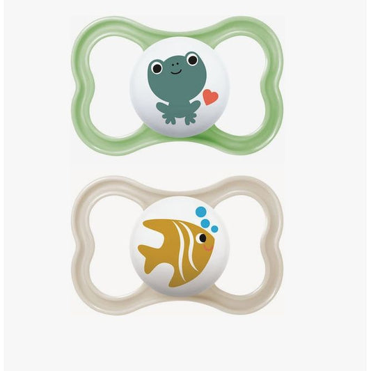 Mam Orthodontic Silicone Pacifiers for 16+ months Air Crocodile - Bunny Gray / Yellow 2pcs