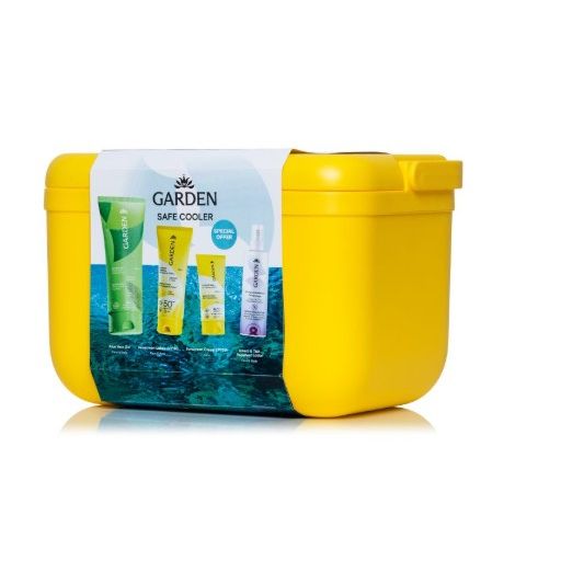Garden Sun Safe Cooler Promo Pack με Aloe Vera Gel για πρόσωπο και σώμα 200ml & Αντηλιακό Γαλάκτωμα για πρόσωπο και σώμα SPF50 75ml & Αντηλιακή Κρέμα Προσώπου SPF50 25ml & Εντομοαπωθητικό Γαλάκτωμα Icaridin 20% 100ml & Δώρο Ψυγειάκι