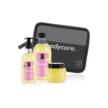 LAVISH CARE GIFT SET BODY CARE NESESER BANANA SHOWER GEL 500ML & HAND AND BODY CREAM 300ML & BODY SCRUBS 250ML