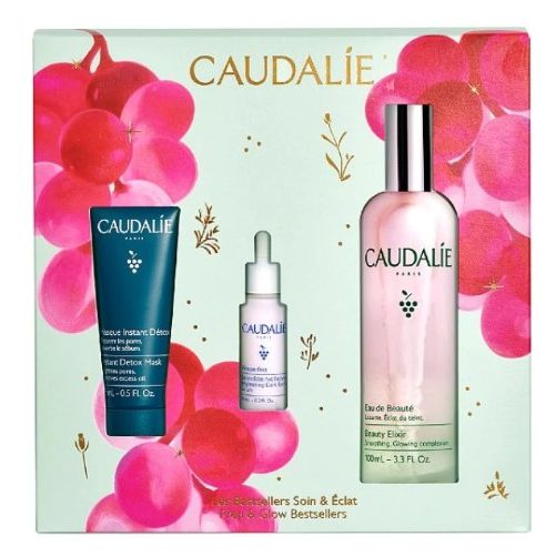 Caudalie Beauty Elixir 100ml & Instant Detox Mask 15ml & Vinoperfect Brightening Dark Spot Serum 10ml
