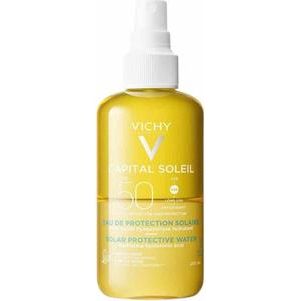 Vichy Capital Soleil Соларна защитна вода с хиалуронова киселина водоустойчив слънцезащитен лосион за тяло SPF50 в спрей 200 мл