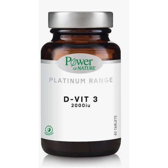 Power Of Nature Platinum Range D-Vit 3 Βιταμίνη για Ενίσχυση του Ανοσοποιητικού & την Υγεία των Οστών 2000iu 60 ταμπλέτες