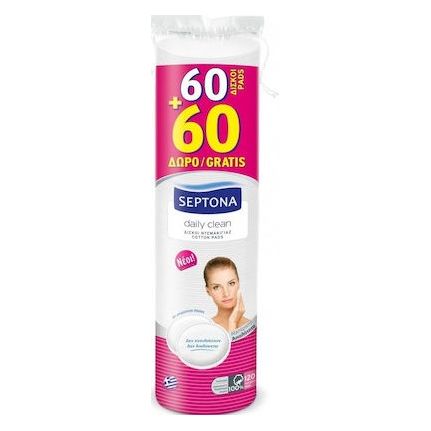 Septona Daily Clean Round Στρογγυλοί Δίσκοι Ντεμακιγιάζ από 100% Βαμβάκι 120τμχ