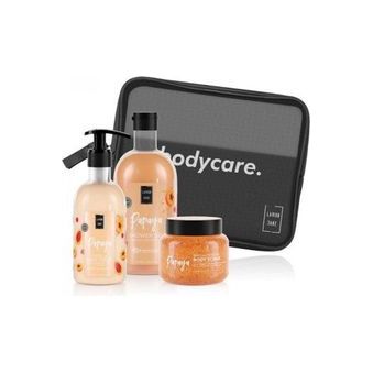 LAVISH CARE GIFT SET BODY CARE NESESER PAPAYA SHOWER GEL 500ML & HAND AND BODY CREAM 300ML & BODY SCRUBS 250ML