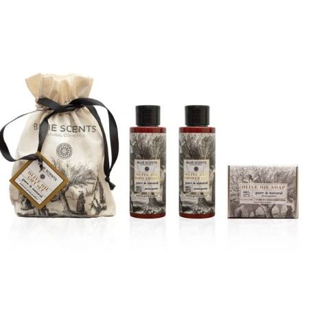Blue Scents Promo Gift Set Olive Oil Αφρόλουτρο Σώματος, 100ml & Olive Oil Γαλάκτωμα Σώματος, 100ml & Olive Oil Σαπούνι, 135g