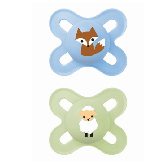 Mam Orthodontic Silicone Pacifiers Original Start Blue-Cream for 0-2 months 2pcs