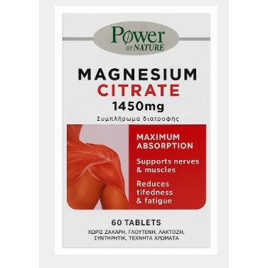 Power of Nature Magnesium Citrate 1450mg, 60tab