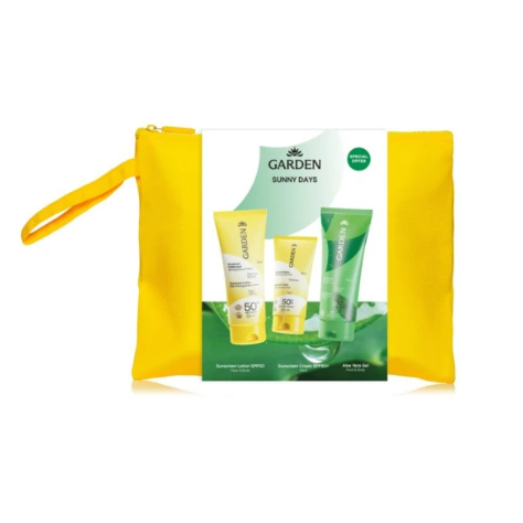 Garden Promo Sun Bag with Sunscreen Lotion Spf50 for Face & Body, 75ml & Face Cream Spf50+,25ml & Aloe Vera Gel. 75ml