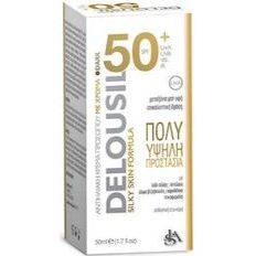 Delousil Silky Skin Αδιάβροχη Αντηλιακή Κρέμα Προσώπου SPF50 με Χρώμα 50ml