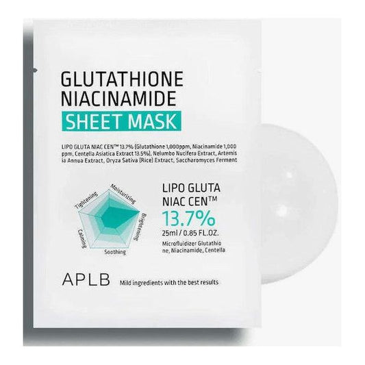 APLB Glutathione Niacinamide Sheet Μάσκα Προσώπου για Λάμψη / Ενυδάτωση 25ml