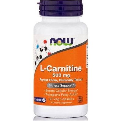 Now Foods L-Carnitine Συμπλήρωμα Διατροφής με Καρνιτίνη 500mg 30 φυτικές κάψουλες
