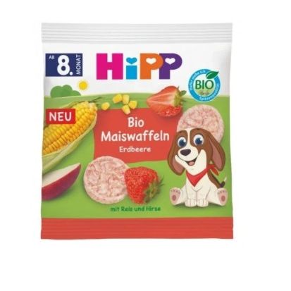 Hipp BIO Strawberry Ρυζογκοφρετάκια Βιολογικά Φράουλα από τον 8ο Μήνα 23gr