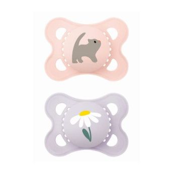 Mam Orthodontic Silicone Pacifiers Original Fox/Owl Pink/Purple for 2-6 months 2pcs