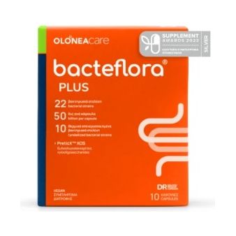 Olonea BacteFlora Plus Συνδυασμός υψηλής συγκέντρωσης Προβιοτικών ευρέως φάσματος & Πρεβιοτικού, 10 vcaps