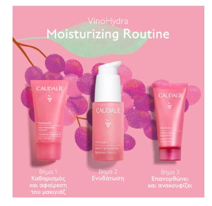 Caudalie Xmas PROMO VinoHydra Moisturizing Cleansing Καθαριστικό Gel Προσώπου 30ml & Hyaluronic Ενυδατικό Serum Προσώπου με Υαλουρονικό Οξύ 30ml & Sorbet Cream Moisturizer Ενυδατική Κρέμα Προσώπου 15ml