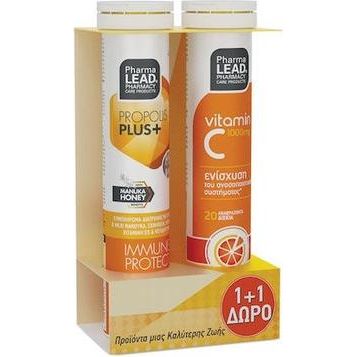 Pharmalead 1+1 ΔΩΡΟ Propolis Plus+ With Manuka Honey 20 Aναβράζοντα δισκία & Vitamin C 1000mg 20 Αναβράζοντα Δισκία