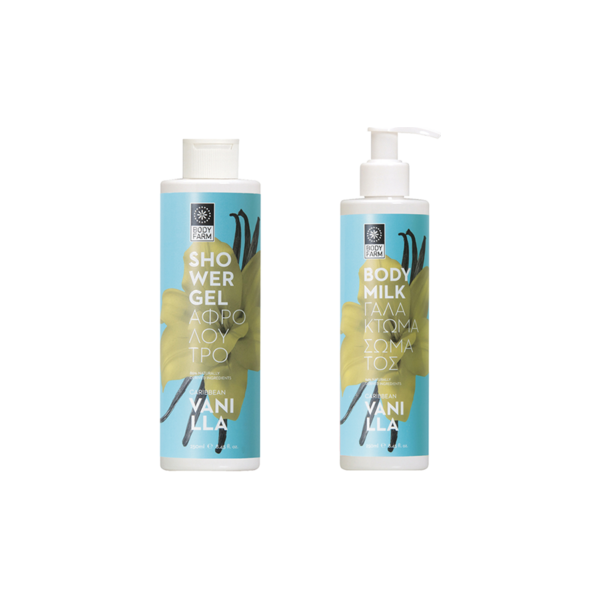 Bodyfarm Caribbean Vanilla Shower Gel 250ml &amp; Body Milk Gift Set 250ml 