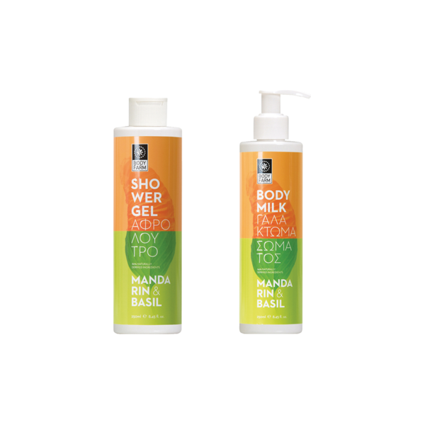 Bodyfarm Mandarin &amp; Basil Shower Gel 250ml &amp; Body Milk Set 250ml