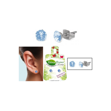 FARMA BIJOUX Σκουλαρίκια Υποαλλεργικά με κρύσταλλο Swarovski® ,χρώμα Acquamarina Μπλέ