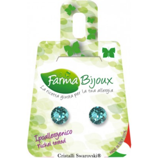 FARMA BIJOUX Σκουλαρίκια Υποαλλεργικά με κρύσταλλο Swarovski® , στρογγυλό , χρώμα Turchese