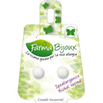 FARMA BIJOUX Hypoallergenic Earrings Round Pearl Swarovski®, color White 