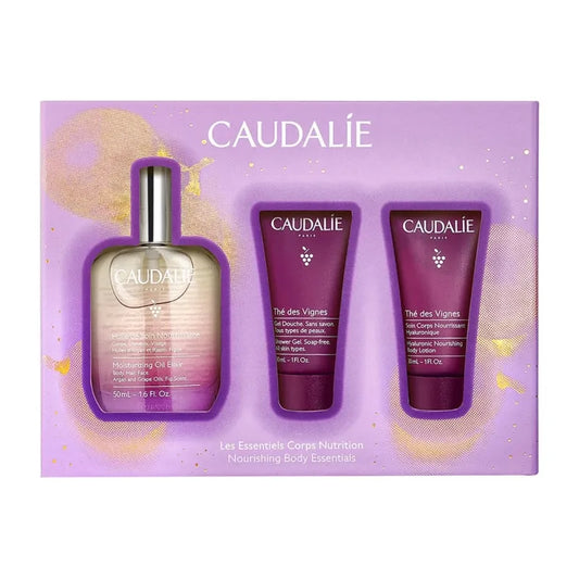 Caudalie Xmas Promo Moisturising Oil Elixir Λάδι Προσώπου, Σώματος & Μαλλιών, 50ml, Δώρο The des Vignes Shower Gel Αφρόλουτρο Σώματος, 30ml & The des Vignes Hyaluronic Nourishing Body Lotion Ενυδατική Λοσιόν Σώματος, 30ml, 1σετ