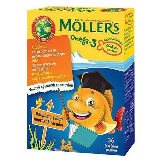 Mollers Omega-3 Ζελεδάκια-Ψαράκια με Γεύση Φράουλα 36τμχ