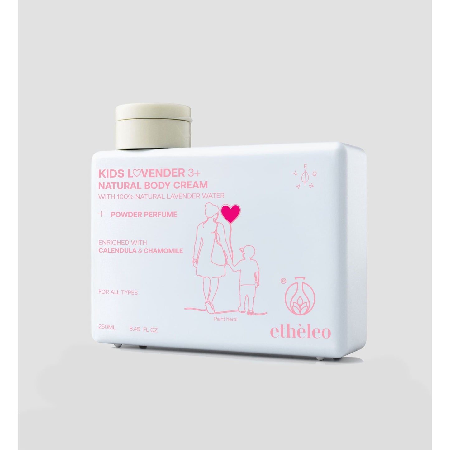 Etheleo Kids Lovender 3+ Natural Body Cream, Ενυδατική Κρέμα Σώματος για Παιδιά 250ml