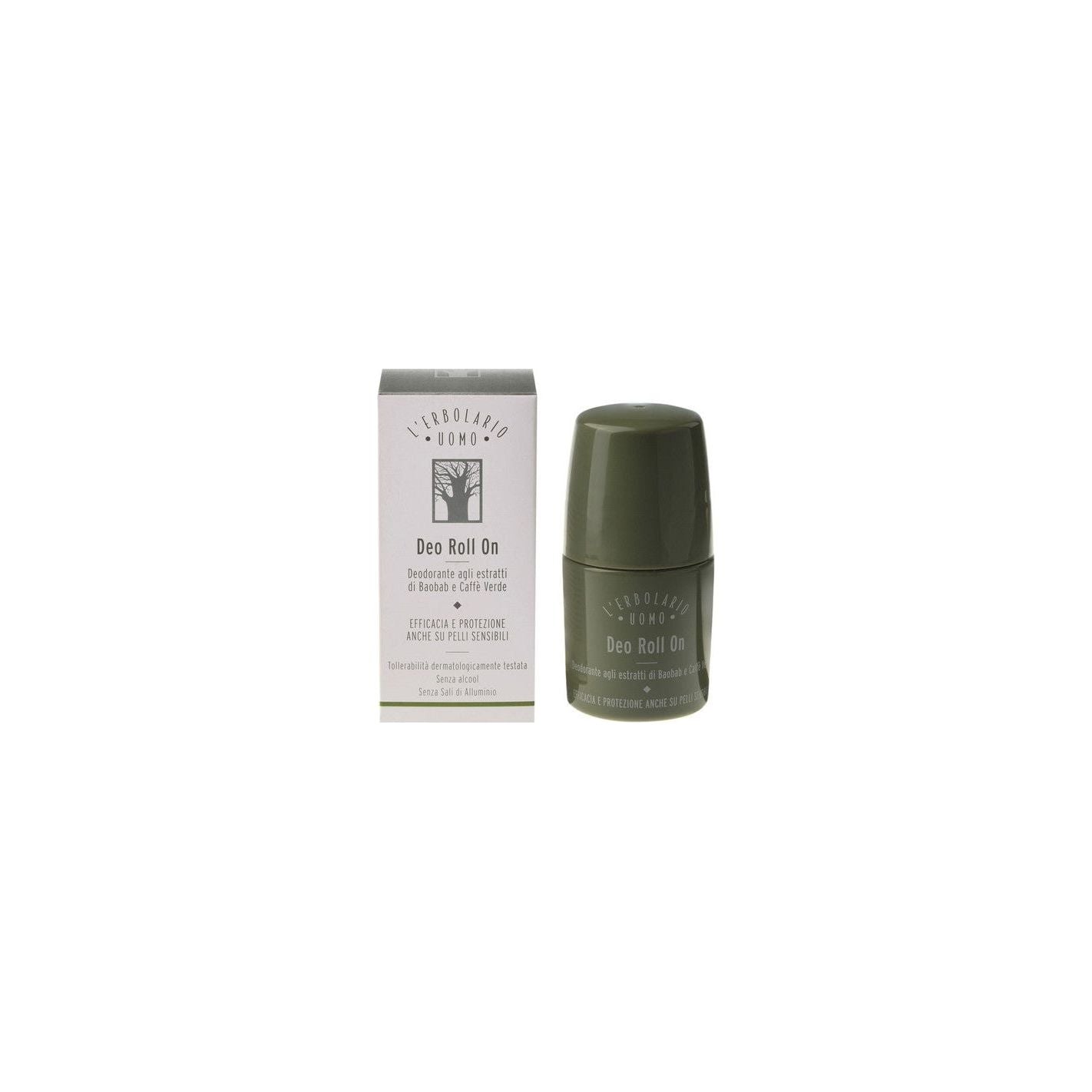L'Erbolario Uomo Deodorante roll on - Αντρικό Αποσμητικό με εκχυλίσματα φρούτων Baobad & Πράσινων Κόκκων Καφέ - 50ml