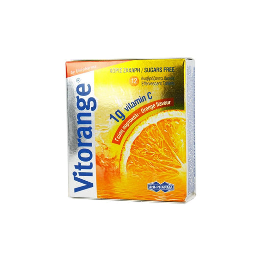Uni-Pharma Vitorange 1 gr Vitamin C Sugar Free,12 αναβράζοντα δισκία