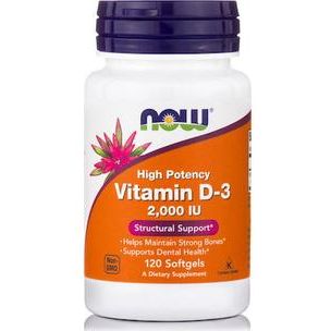 Now Foods Vitamin D-3 Βιταμίνη για Ανοσοποιητικό 2000iu 120 μαλακές κάψουλες