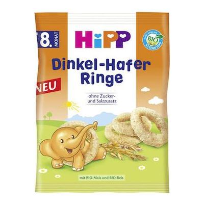 Hipp Δαχτυλίδια με Όλυρα & Βρώμη Χωρίς Ζάχαρη 30gr για 8+ μηνών