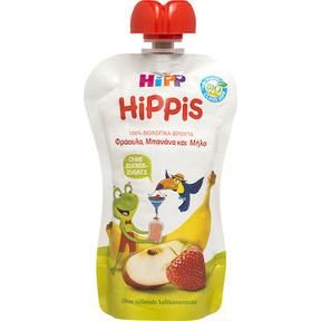 Hipp Hippis με Γεύση Φράουλα-Μπανάνα-Μήλο Χωρίς Ζάχαρη 100gr για 12+ μηνών