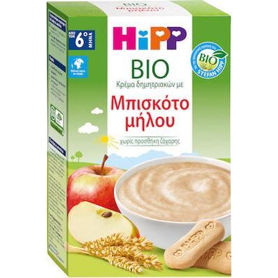 HIPP Βιολογική Βρεφική Κρέμα Δημητριακών με Μπισκότο Μήλου 6m+ 250gr