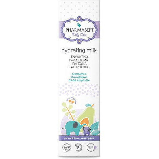 Pharmasept Hydrating Milk Βρεφικό Ενυδατικό Γαλάκτωμα με Φυτικά Έλαια Για Σώμα Και Πρόσωπο, 250ml