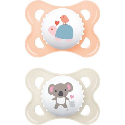 Mam Orthodontic Silicone Pacifiers Original Turtle - Koala Cream - Salmon for 2-6 months 2pcs