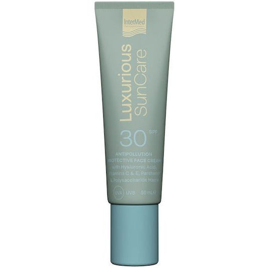 InterMed Luxurious Suncare Κρέμα Προσώπου Ημέρας με SPF30 για Ενυδάτωση, Αντιγήρανση & Λάμψη με Υαλουρονικό Οξύ 50ml
