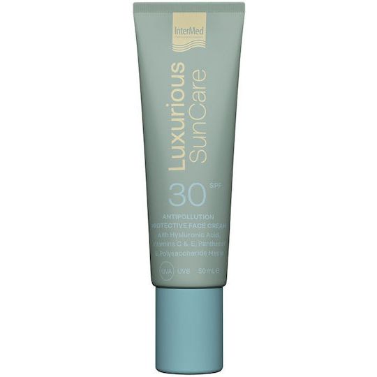 InterMed Luxurious Suncare Κρέμα Προσώπου Ημέρας με SPF30 για Ενυδάτωση, Αντιγήρανση & Λάμψη με Υαλουρονικό Οξύ 50ml