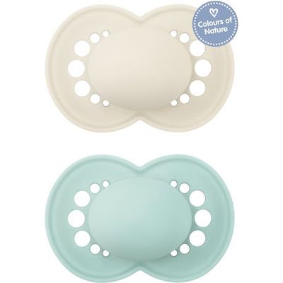 Mam Orthodontic Silicone Pacifiers Colours Nature Beige-Bright Orange for 2-6 months 2pcs