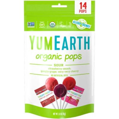 YumEarth Органични близалки с вкус на череша, ябълка и грозде 87 гр. 14 бр.
