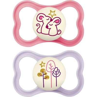 Mam Orthodontic Silicone Pacifiers Rotten Apple-Lilac Night for 6-16 months 2pcs