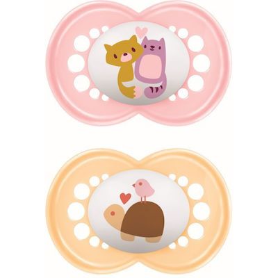 Mam Orthodontic Silicone Pacifiers Original Pink-Orange for 6-16 months 2pcs