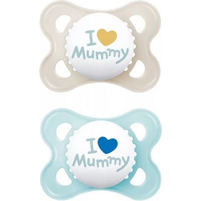 Mam Πιπίλες Σιλικόνης I Love Mummy Μπεζ/Μπλε για 2-6 μηνών 2τμχ
