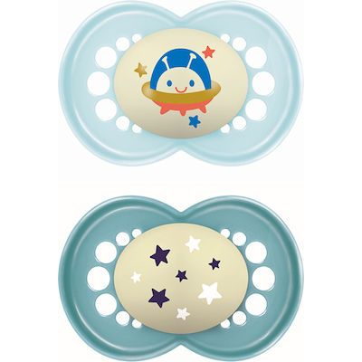 Mam Orthodontic Silicone Pacifiers Original Blue/Petrol Night for 16+ months 2pcs