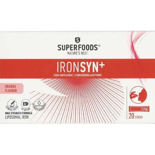 Superfoods Ironsyn+ με Βιταμίνη C 20 φακελίσκοι Πορτοκάλι
